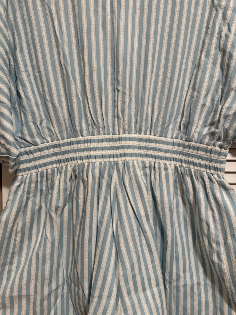 🆕 Aqua Blue/White Stripe Belted Romper - L - Picture 7 of 11
